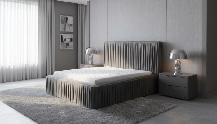 Gray double bedroom wooden furniture design elegant fabric classic furniture new-
