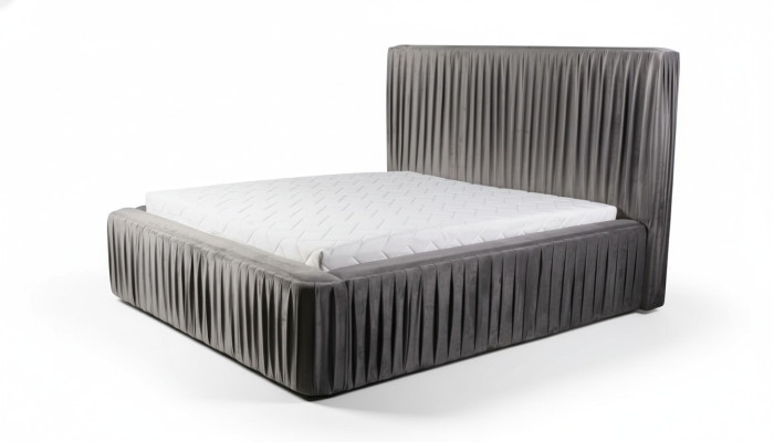 Gray double bedroom wooden furniture design elegant fabric classic furniture new-