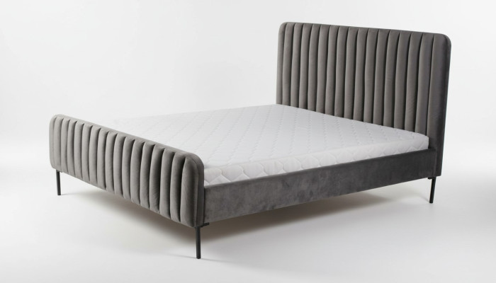 Gray double bedroom wooden furniture design elegant fabric classic furniture new