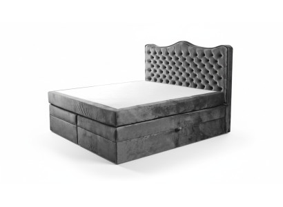 Bed frame gray chesterfield bedroom design elegant fabric classic furniture