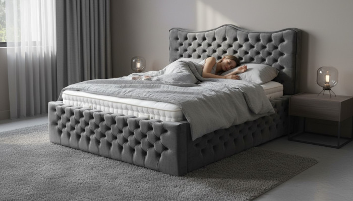 Chesterfield Velvet Bed Double Bed 160x200 Design Hotel Furnishings