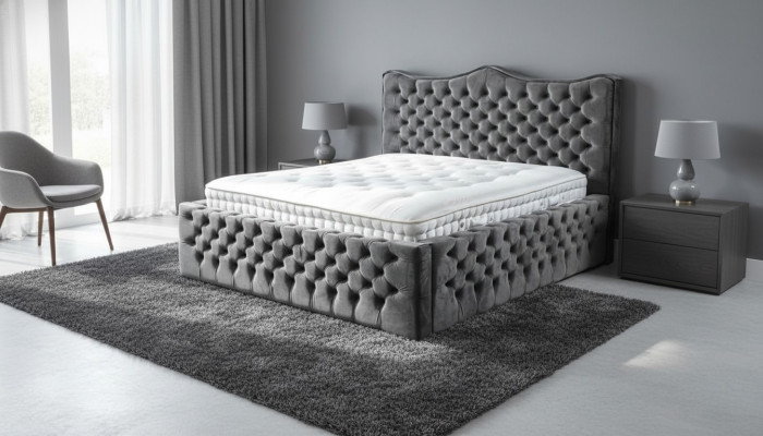 Chesterfield Velvet Bed Double Bed 160x200 Design Hotel Furnishings