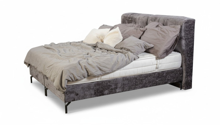 Gray double bed modern bedroom furniture designer textile beds new