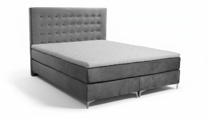 Gray double bed classic bedroom furniture design elegant fabric new