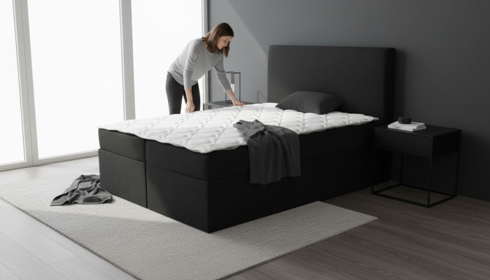Black double bed classic bedroom furniture design elegant fabric new