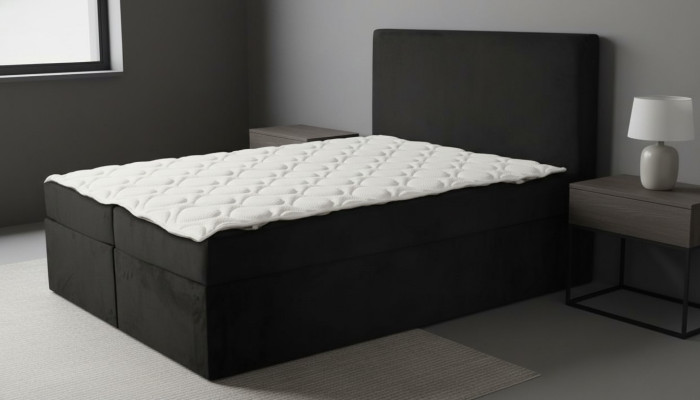 Black double bed classic bedroom furniture design elegant fabric new