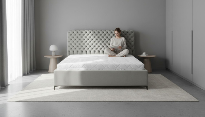 Gray Chesterfield Bed Classic Bedroom Furniture Design Elegant Fabric