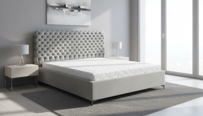 Gray Chesterfield Bed Classic Bedroom Furniture Design Elegant Fabric