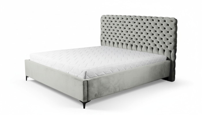 Gray Chesterfield Bed Classic Bedroom Furniture Design Elegant Fabric