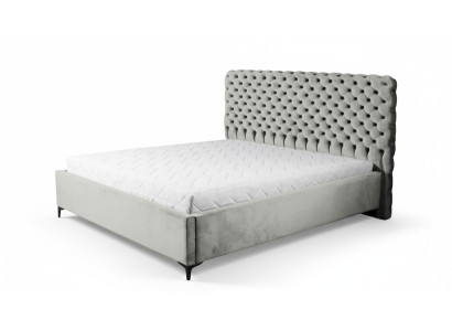 Gray Chesterfield Bed Classic Bedroom Furniture Design Elegant Fabric
