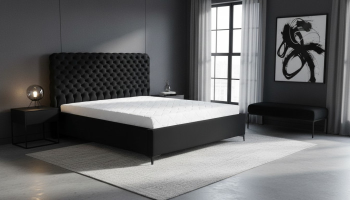 Black Chesterfield Bed Classic Bedroom Furniture Design Fabric