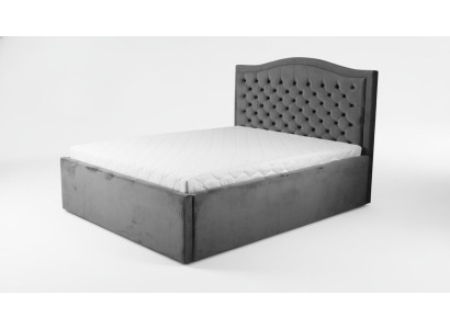 Gray Chesterfield bed Classic bedroom furniture design Elegant fabric