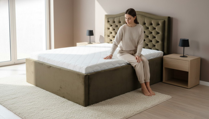 Green Chesterfield Bed Classic Bedroom Furniture Design Elegant Fabric