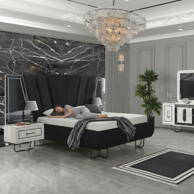 Bedroom Bed 2x Nightstands + Dresser Set Complete Design Furniture 4-piece