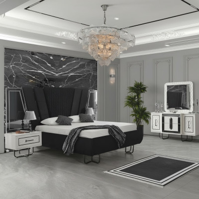 Bedroom bed with 2 nightstands double bed furniture upholstered beds 3-piece box