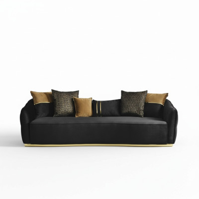 Golden fabric 3-seater upholstered textile sofa brown couch sofas furniture
