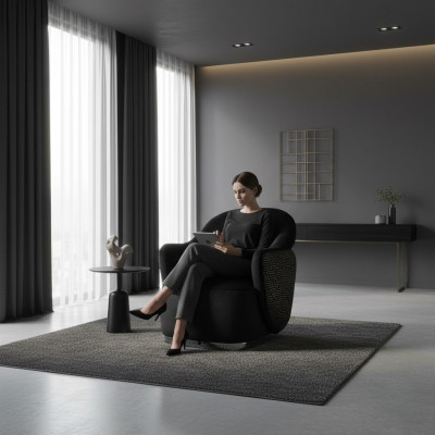 Armchair 1-seater black luxury design living room modern elegant upholstery new