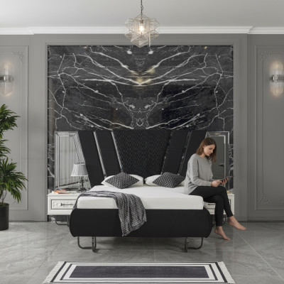 Bedroom bed 2x nightstands luxury beds set complete design furniture 3-piece