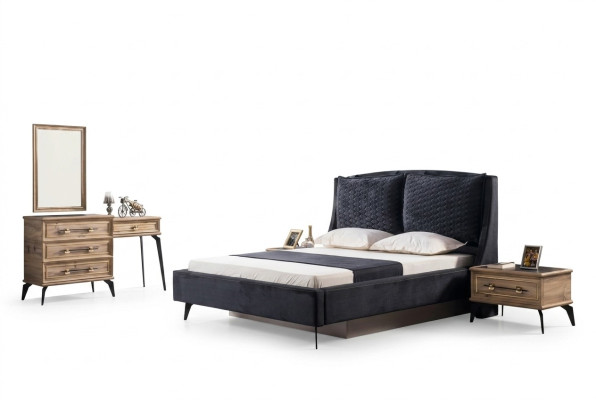 Bedroom set 4-piece modern luxury bed 2 bedside tables dresser included