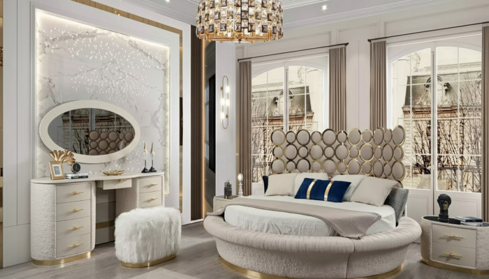 Round bed round design beds leather double luxury hotel frame sleeping room