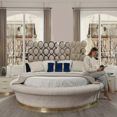 Luxury bed 2x nightstand set beds double bed bedroom hotel marital 3-piece set.