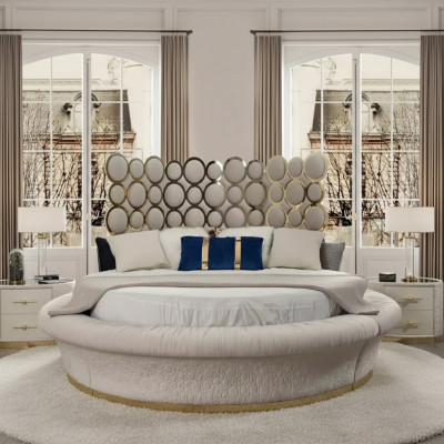 Luxury bed 2x nightstand set beds double bed bedroom hotel marital 3-piece set.
