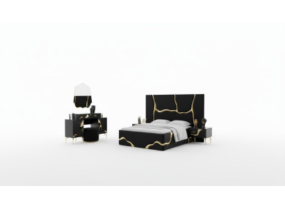 Luxury bedroom furniture bed with golden snake pattern beds 200x200