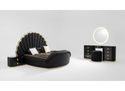 Modern luxury bedroom furniture made from high-quality fabric and sturdy wood.