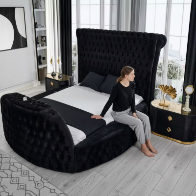 Modern Chesterfield bed in luxurious black color