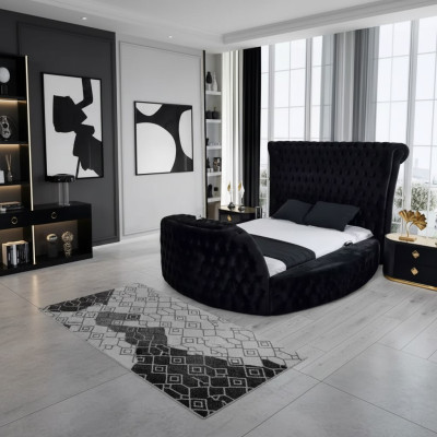 Modern Chesterfield bed in luxurious black color