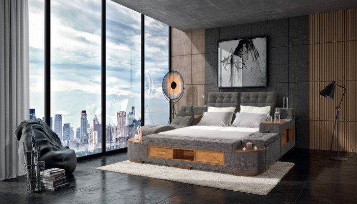 Twin multifunctional bed with modern structure 180x200cm new hotel