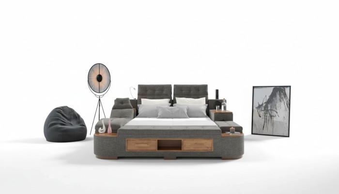 Twin multifunctional bed with modern structure 180x200cm new hotel