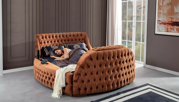 Chesterfield Bed Upholstery Design Luxury Beds Hotel Brown with TV Television