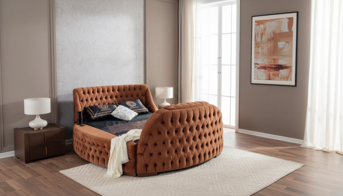 Chesterfield Bed Upholstery Design Luxury Beds Hotel Brown with TV Television