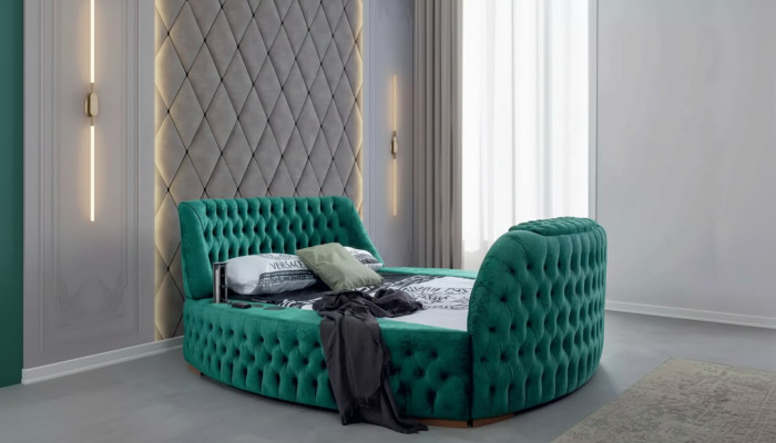Chesterfield Bed Furniture Double Beds Green Round Beds Luxury Hotel with Elevator