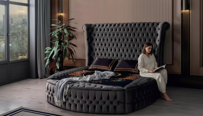 Chesterfield Bed Upholstered Bed Luxury Bedroom Design Beds Textile Velvet New