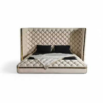 Bed white Chesterfield modern hotel bed double bed new modern bed