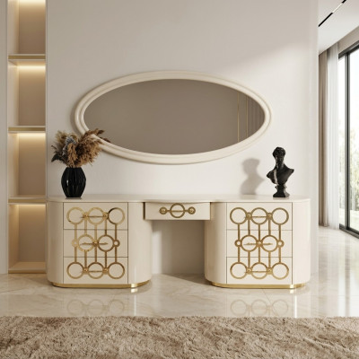 Designer set of dressing table and mirror for the bedroom in a modern style