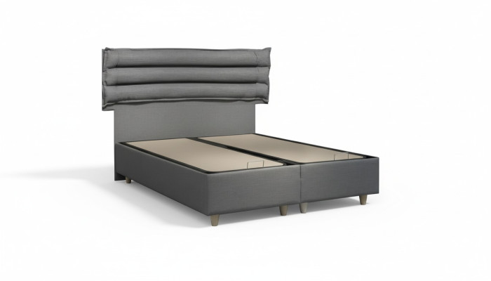 Luxury bed with mattress complete set bed box ears gray velvet 180x200