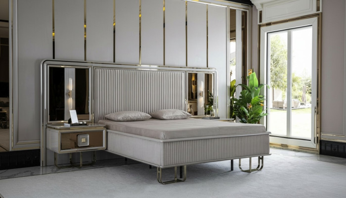 Bed White Beautiful Design Modern Double Beds Bedroom Elegant Furniture New