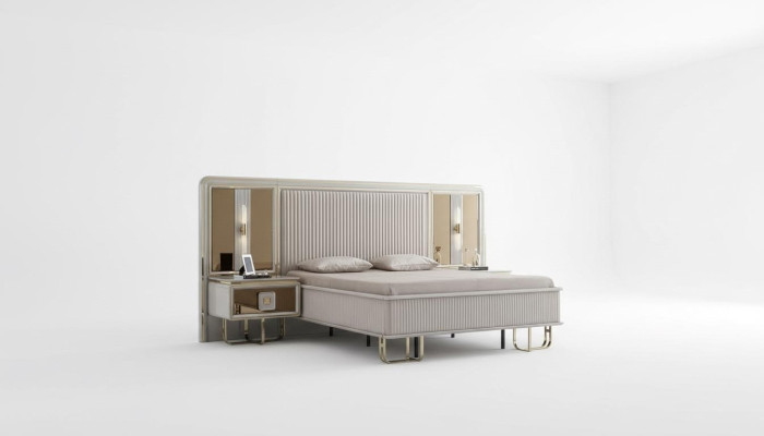 Bed White Beautiful Design Modern Double Beds Bedroom Elegant Furniture New