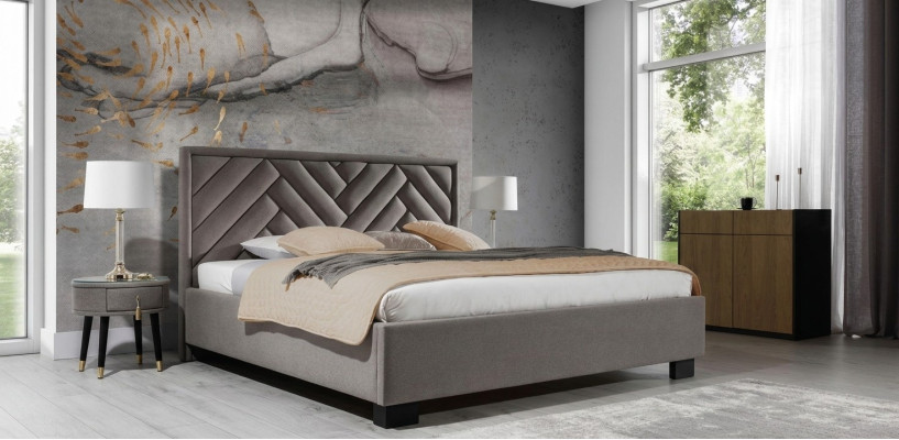 Bedroom Set Grey Bed Wood 2x Nightstands Elegant Modern Beautiful New 3-piece.