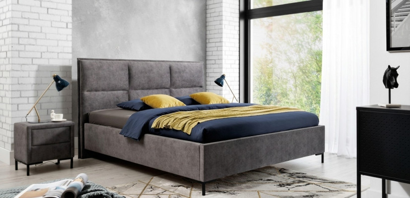 Bedroom set gray bed elegant 2x nightstands complete set beautiful 3-piece.