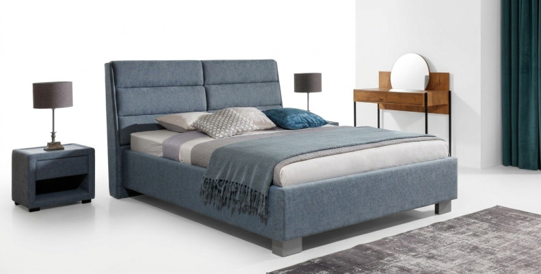 Bedroom set blue bed beautiful 2x nightstands complete set luxury new 3-piece.