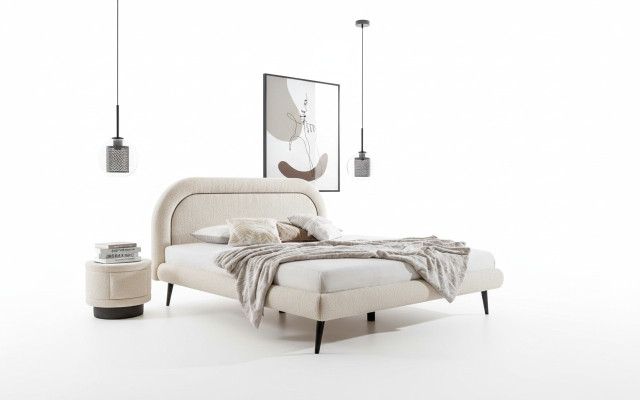 Bedroom Set White Bed Elegant 2x Nightstands Luxury Wood Modern 3-Piece.