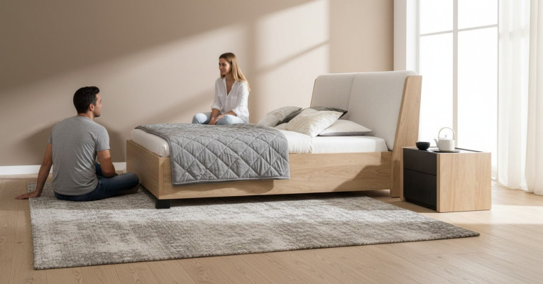 Bed Beige Wood Design Modern Bedroom Double Beds Elegant Furniture New