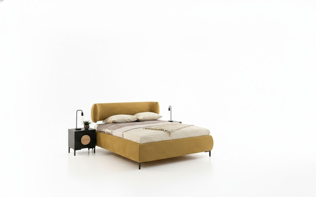Bedroom set: bed, 2x nightstands, 2x dressers, wardrobe, stool, 7 pieces.