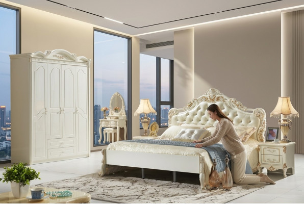 Wardrobe White Closet Wood Bedroom Design Classic Furniture