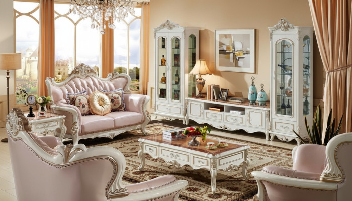 Showcase white luxury living room furniture wood design glass cabinet showcase classical.