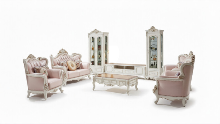 Showcase white luxury living room furniture wood design glass cabinet showcase classical.
